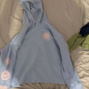 Old Navy Light Blue Hoodie with Pink Accents
